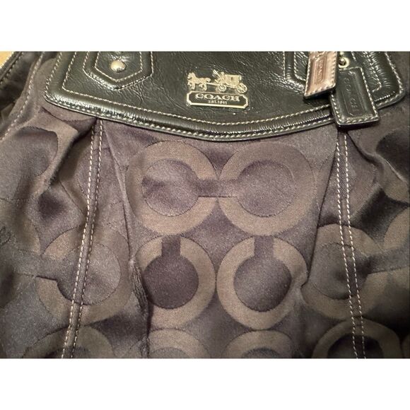 Coach Op Art Signature Handbag Black Purse Shoulder Bag *note - Picture 3 of 12